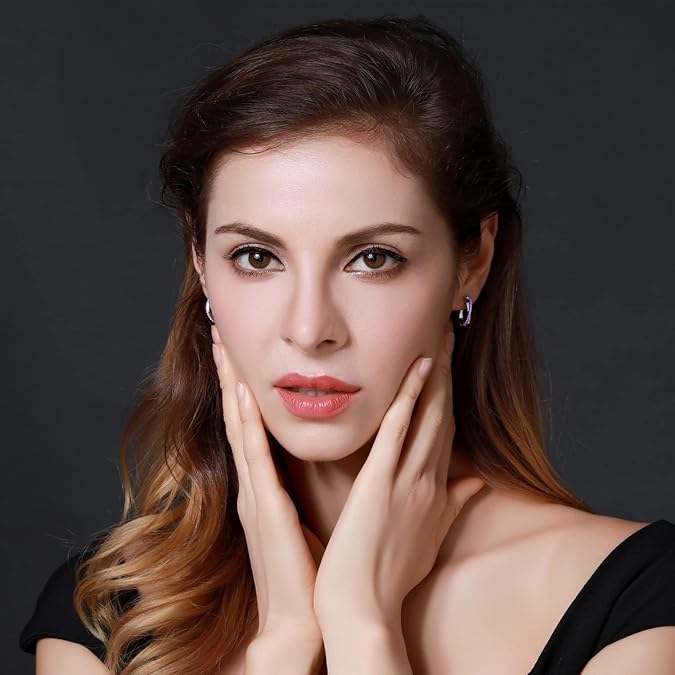 Petites Boucles Zircon Améthyste Femmes Parfaites