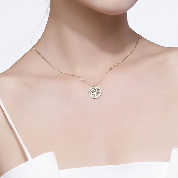 Arbre de vie Collier Or Rose Femmes Parfaites