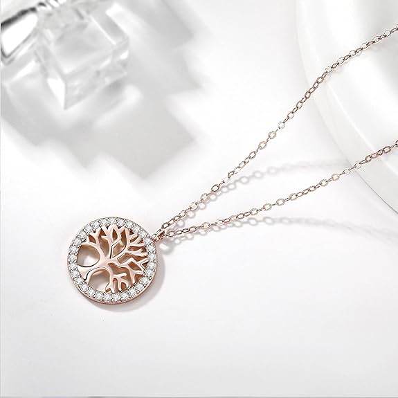 Arbre de vie Collier Or Rose Femmes Parfaites