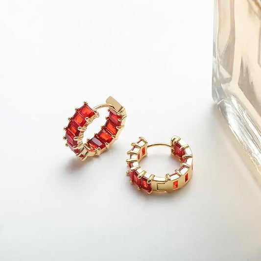 boucles d'oreilles cristaux rouge Femmes Parfaites