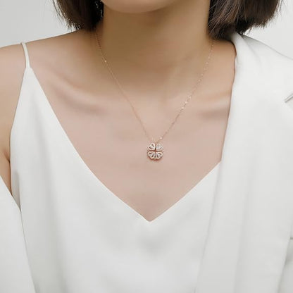 Trefle a 4 Feuille Collier Or Rose Femmes Parfaites