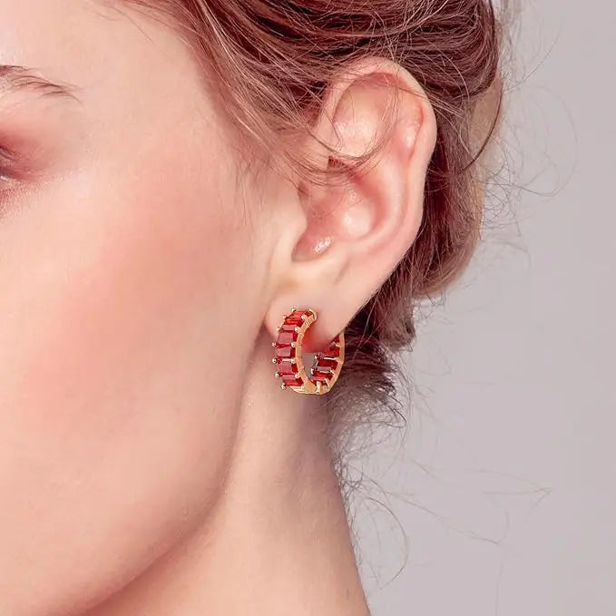 boucles d'oreilles cristaux rouge Femmes Parfaites