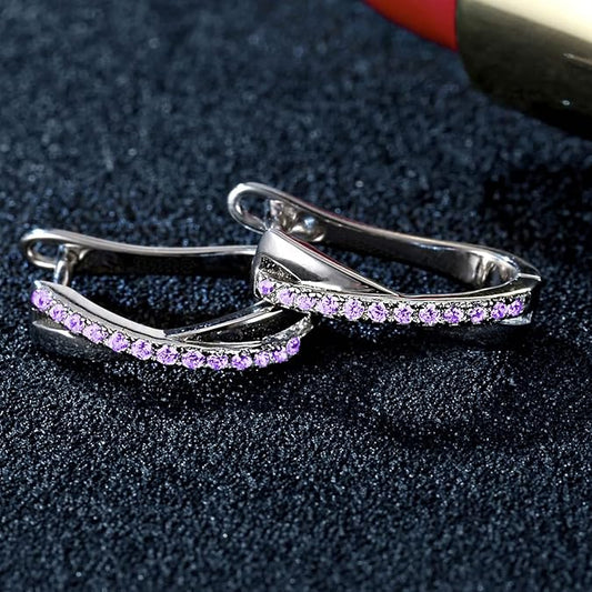 Petites Boucles Zircon Améthyste Femmes Parfaites