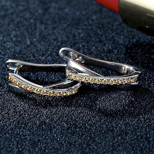 Petites Boucles Zircon Or Blanc Femmes Parfaites